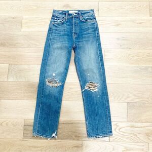 MOTHER Superior Tomcat Denim Jeans Pray for Hidden Gems Distressed Blue 24